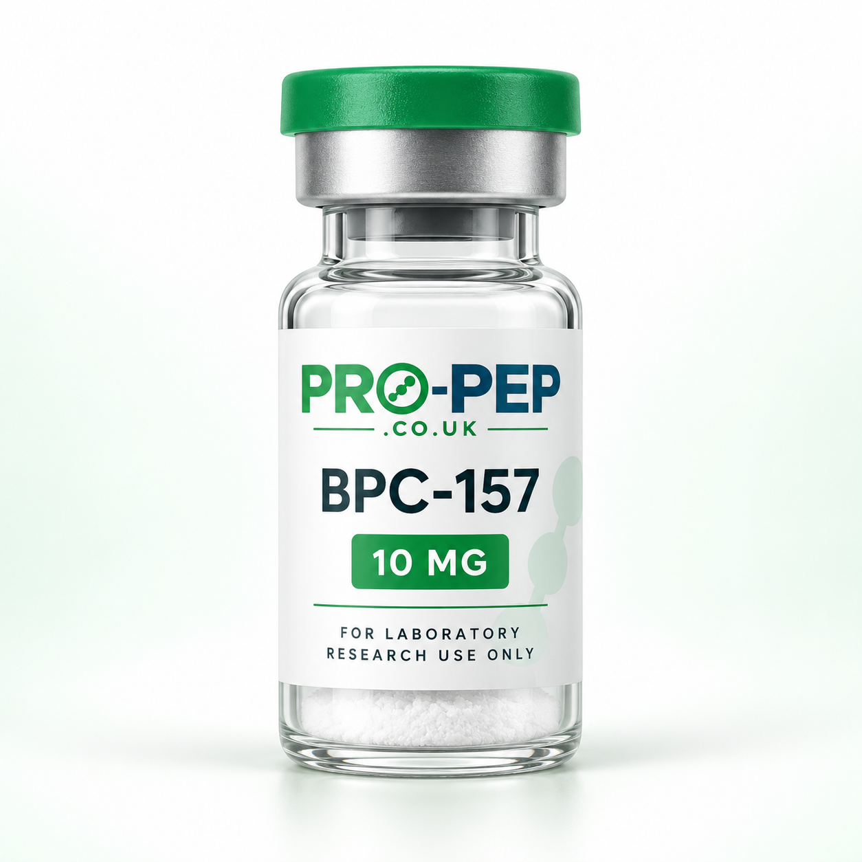 PRO-PEP BPC-157 10 mg green-capped vial; product illustration